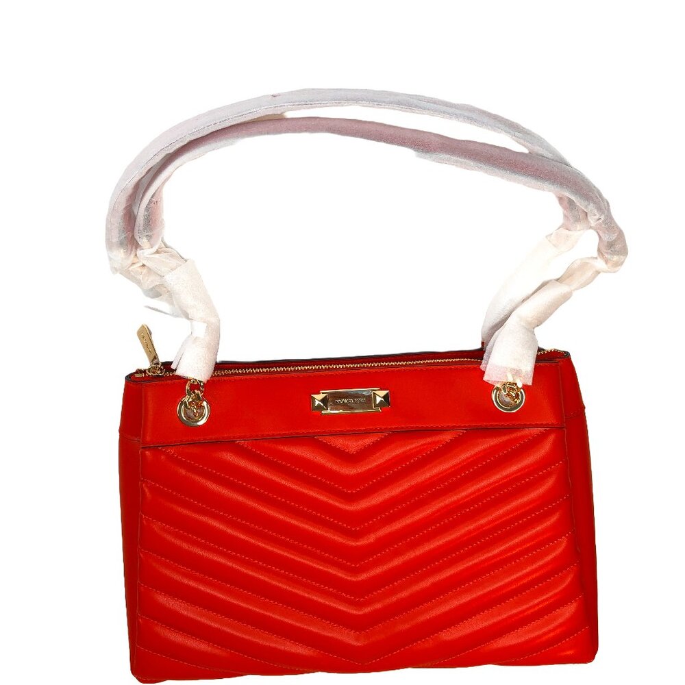 Whitney Red Clay Medium Quilted Shoulder Bag